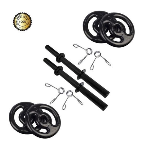 Kit 10Kg Anilha Emborrachada + Par De Halter 40Cm C/Presilha