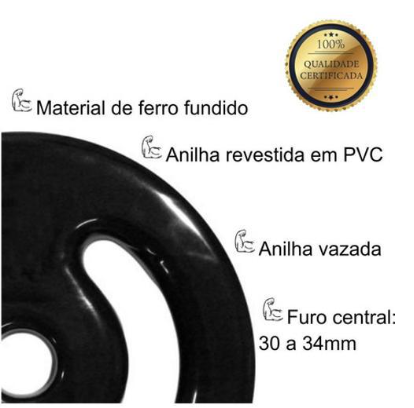 Kit 10Kg Anilha Emborrachada + Par De Halter 40Cm C/Presilha